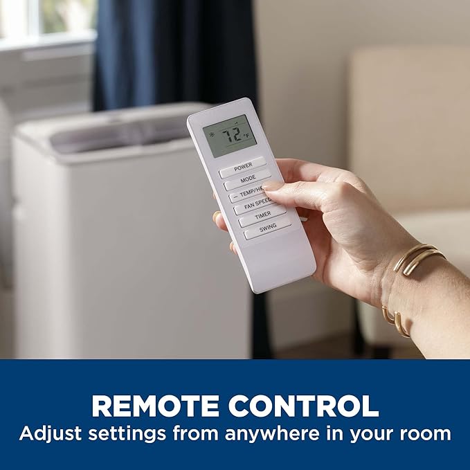GE 9,950 BTU SACC Portable Air Conditioner for Medium Rooms up to 350 sq ft., Digital Controls, Remote Control, Perfect for Bedroom or Living Room, Easy Install Kit Included, White - Image 4