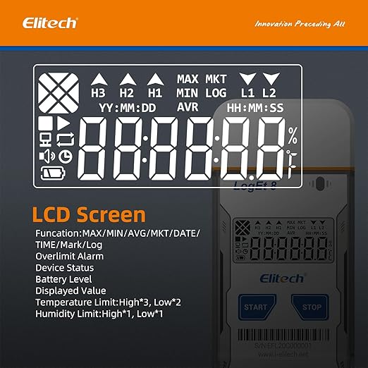Elitech USB Temperature Data Logger Reusable Temperature Recorder Refrigerator Thermometer High Accuracy External Temperature Sensor, Auto PDF Report USB Port 16000 Points LogEt8TE-2Pack, -40~85℃ - Image 5