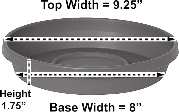 Bloem Terra Resin Saucer Tray: 8" Bottom Width - Charcoal Gray - Matte, Durable, Ribbed Bottom, Indoor and Outdoor, Fits 10" Terra Planters - Image 2