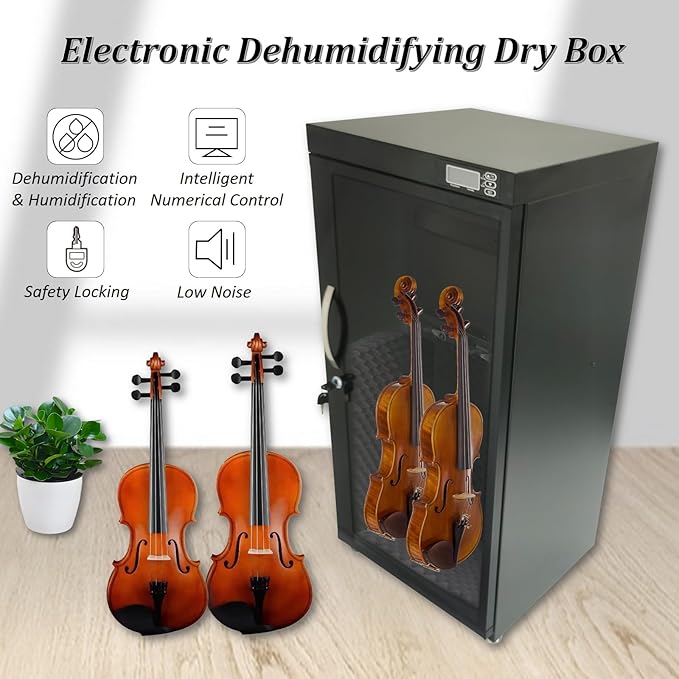 INTBUYING Musical Instrument Storage Dry Cabinet Electronic Dehumidifier Cabinet 35-60% RH Dual Humidity Control 110V Digital Display Lockable for Bass Violin Guitar Viola Erhu Pipa - Image 2