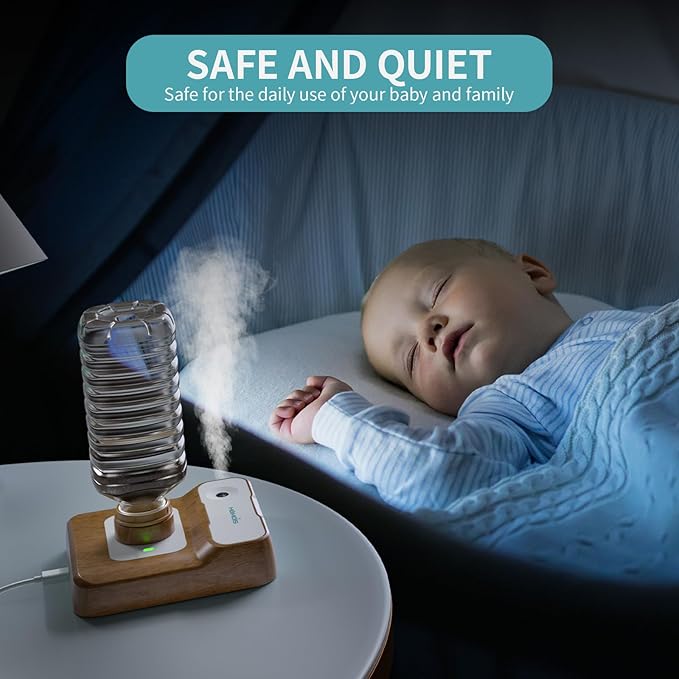 Portable Humidifiers for Travel, Small Mini Humidifier with Auto Shut-Off, Nightlight and Storage Bag for Hotel, Bedroom or Office, Plant Humidifier Indoor, Wood Grain - Image 6