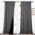 NICETOWN Total Shade Curtains and Draperies, Heavy-Duty Full Light Shading Drapes with Black Liner Backing for Villa/Hall/Dorm Window（Gray, Package of 2 Panels, 62 inches Wide x 95 inches Long by NICETOWN