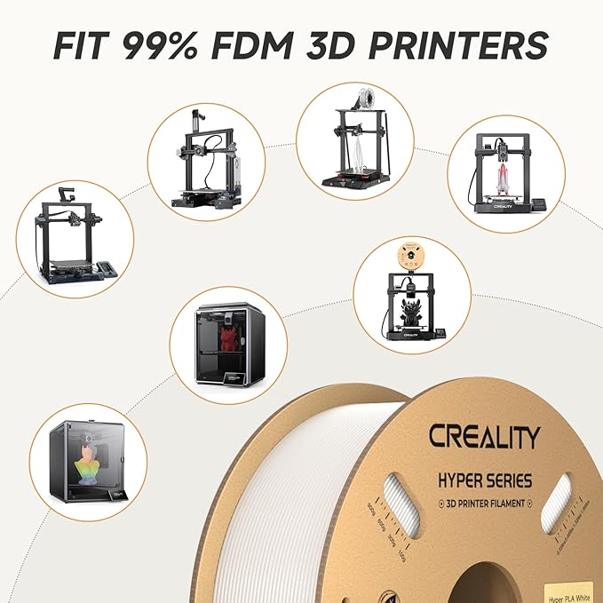 Official CREALITY Hyper PLA Filament 1.75mm White 2KG, 30-600mm/s High Speed PLA Rapid 3D Printer Filament, 2 Pack 1kg Spool(2.2lbs), Dimensional Accuracy +/-0.02mm, Fit Most FDM 3D Printer - Image 4
