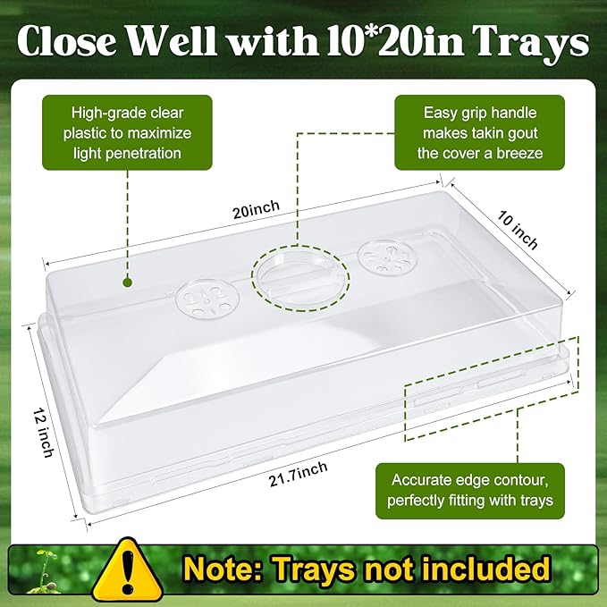 15 Pcs 4'' Tall Sturdy Humidity Domes,Taller and Thicker 1020 Humidity Domes for Plants Seed Starting,Clear 1020 Seed Starting Tray Lids with Adjustable Vent,Greenhouse Plant Growing Tray Cover Dome - Image 2