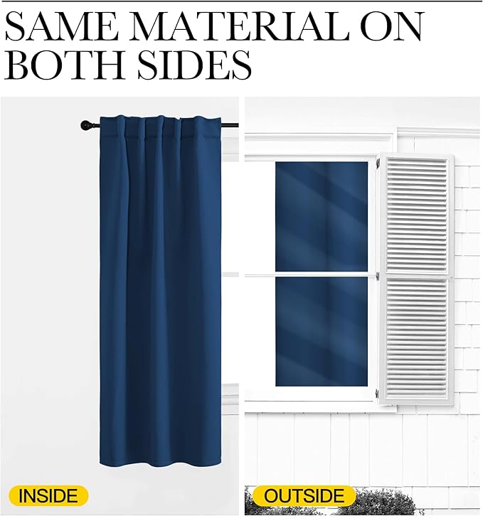NICETOWN Blackout Curtain Panels Window Draperies - (Moroccan Blue Color) 70x63 inch, 2 Pieces, Rod Pocket & Back Tab Insulating Room Darkening Blackout Drapes for Bedroom - Image 6
