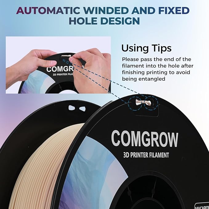 Comgrow PLA 3D Printer Filament, Durable and Stronger 3D Printer PLA Filament 1.75mm Fit Most 3D Printers, Dimensional Accuracy +/- 0.02 mm, 2LBS Spool PLA Macaron - Image 3