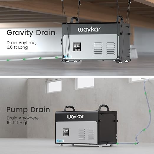 Waykar 130 Pints Energy Star Most Efficient Commercial Dehumidifier with Pump and Drain Hose for Crawl Spaces, Basements, Ducted Industrial Use, and Water Damage Unit - 5-Year Quality Coverage - Image 5