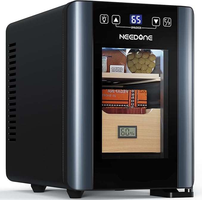 NEEDONE Electric Cigar Humidor 8L with Heating and Cooling Quiet Control System, Thermostatic Cabinet Humidor Box with Spanish Cedar Wood Shelves & Drawer with Hygrometer, Gift for Men… by NEEDONE