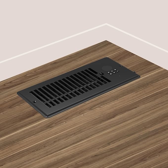 4"x10" Vent Register Booster Fan, Strong Steel Panel, Ultra-Quiet, 10-Speed, Built-In Thermostat, Mechanical Damper, Efficient HVAC Vent Fan (Matte Black, 1 Pack) - Image 2