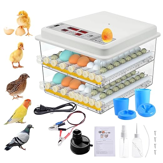 Incubators for Hatching Eggs, 120 Egg Incubator with Automatic Egg Turning and Humidity Monitor,Temperature Control, 5 Automatic Incubation Modes and Incubation Days Record, White by Unknown