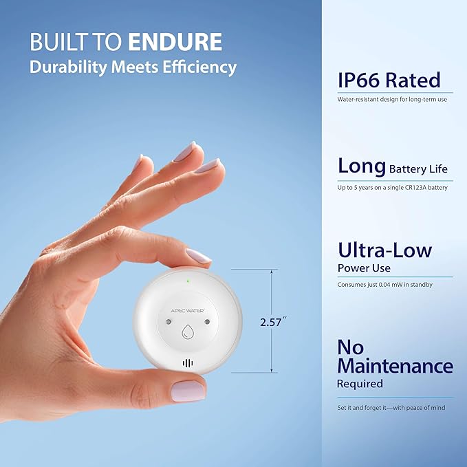 APEC WATER WiFi Water Leak Detector for Home, App Connected get Real-Time Alerts, Highly Reliable Dual Sensor Wet Moisture Detection (1PK) - Image 6