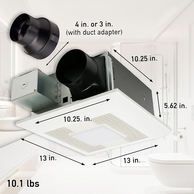Panasonic WhisperFit Ceiling Mount Bathroom Exhaust Fan with Dimmable LED Light, 50-80-110 CFM, FV-0511VFL1 - Image 2