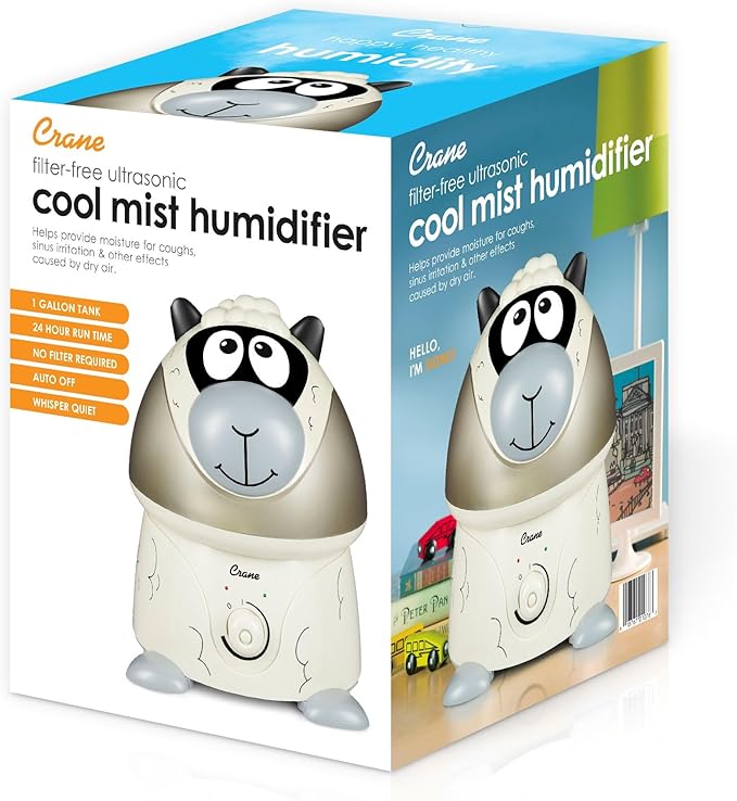 Crane Adorables Ultrasonic Humidifiers for Bedroom and Baby Nursery, 1 Gallon Cool Mist Air Humidifier for Large Room or Kid's Room, Humidifier Filters Optional, Sheep - Image 6