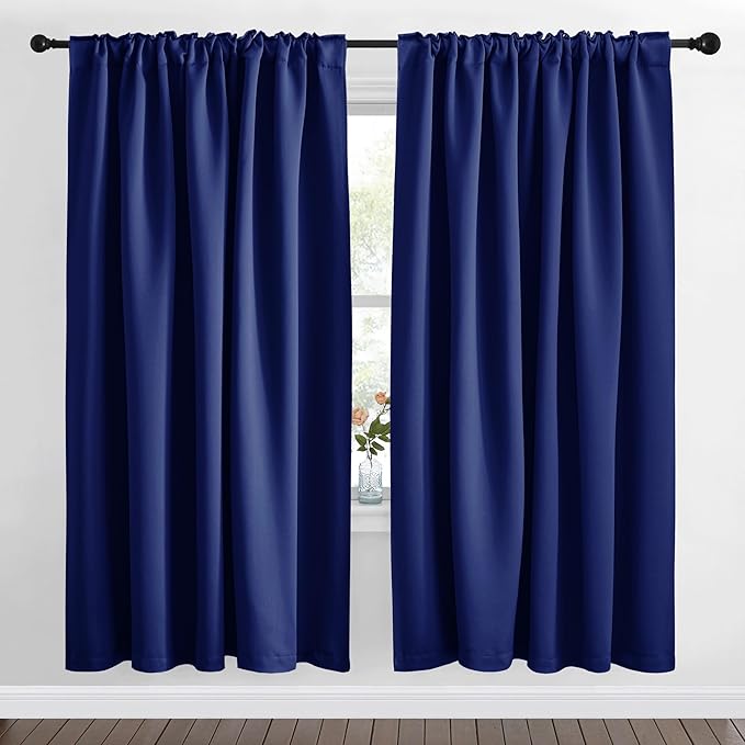 NICETOWN Blackout Curtain Panels Window Draperies - (Royal Blue Color) 70x72 inch, 2 Pieces, Insulating Room Darkening Blackout Drapes for Bedroom - Image 2