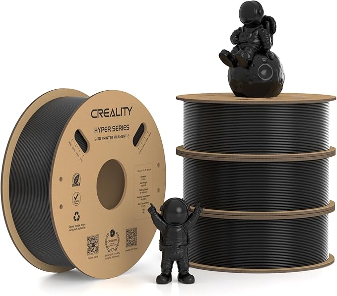 Creality Hyper PLA Filament 1.75mm, 30-600mm/s High Speed 3D Printer Filament, Dimensional Accuracy +/-0.02mm, Fit Most FDM 3D Printers, 4 Pack 1kg Spool(2.2lbs), Black by Creality