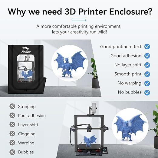 Creality Official 3D Printer Enclosure with Fan Interface, 550 * 650 * 750mm Fireproof Dustproof Constant Temperature Protective Cover for Creality Hi/Ender 3 V3/3 V3 SE/3 V3 KE/Ender 3 S1/3 S1 Pro - Image 8