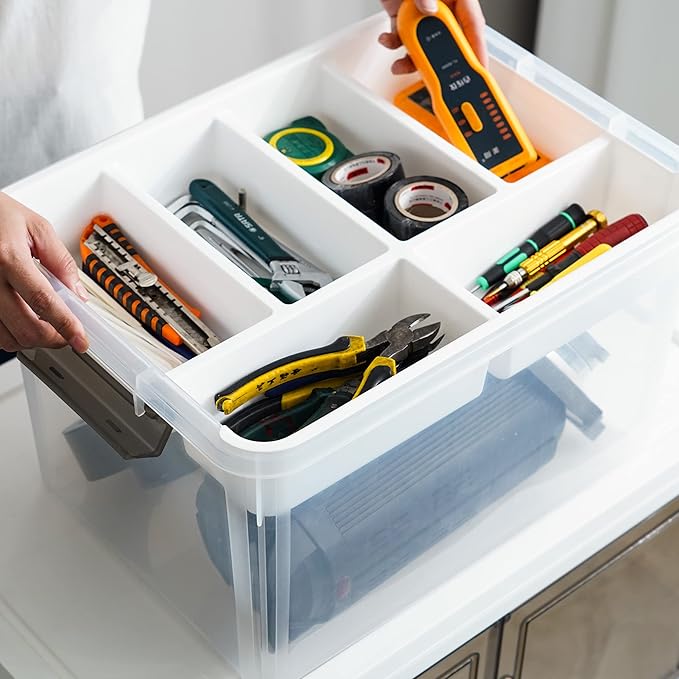 Citylife 32 QT Plastic Storage Box with Removable Tray Craft Organizers and Storage Clear Storage Container for Organizing Bead, Tool, Sewing, Playdoh - Image 5