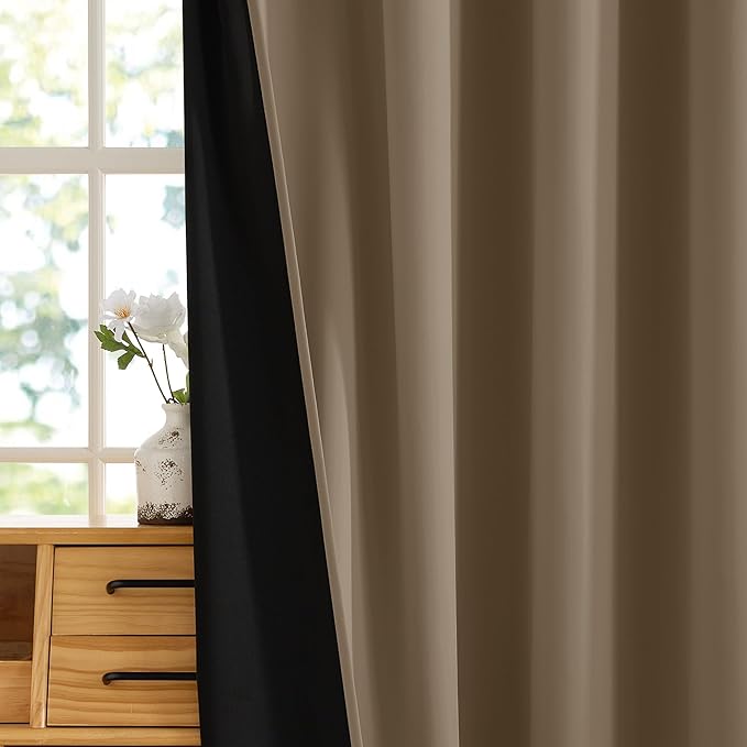 RYB HOME 100% Blackout Door Curtain for Doorway/Open Closet, Privacy Temporary Door for Bedroom/Kitchen/Laundry/Patio, Thermal Insulated Drapes, Mocha, W34xL80, 1 Panel - Image 7