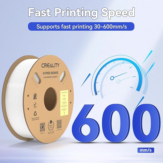 Official Creality Hyper PETG Filament 1.75mm, High Speed 600mm/s 3D Printer Filament PETG, 1kg(2.2lbs)/Spool, Dimensional Accuracy ± 0.05 mm (White) - Image 3