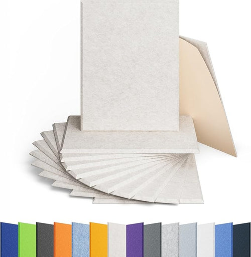 12 Pack Acoustic Panels Self Adhesive Sound Proof Foam, High Density Sound Acoustic Panel, 16X12X0.4 Inch 4:3 Rectangle Panels in Home, Office, Reccording Room, Studio,and more(Beige) by Amantech
