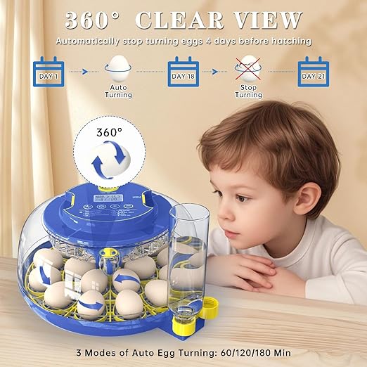 Incubators for Hatching Eggs, 18-Egg Incubator with Automatic Egg Turning and Humidity Control, Egg Candler, External Water Filling, Incubator for Chicken Eggs - Image 2