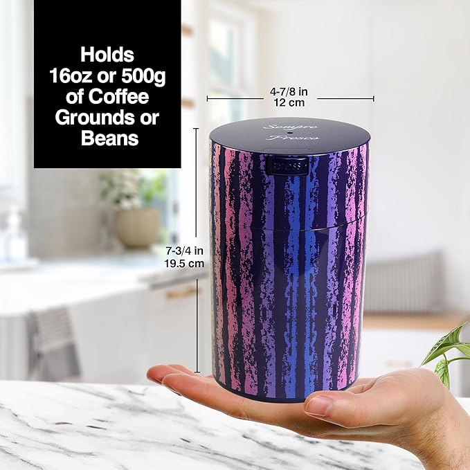 COFFEEVAC 1lb Sempre Fresco - Vacuum Seals with a Push of a Button, Dark Blue Rainbow - Image 3