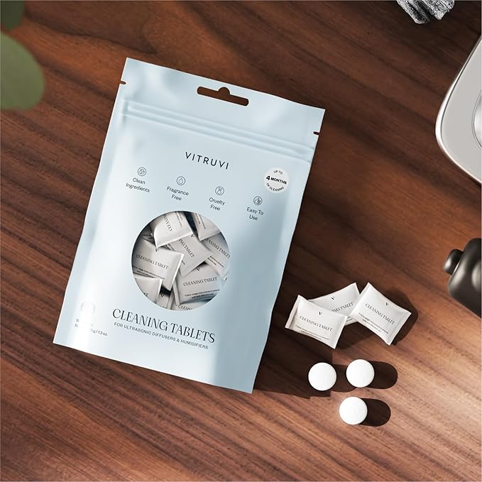 VITRUVI Cleaning Tablets for Diffusers & Humidifiers | Removes Stains & Residue, Prevents Buildup, Enhances Performance | Easy to Use | Made in USA - Pack of 18 - Image 7