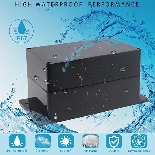 Watertight Junction Box, IP67 Waterproof Project Box Durable ABS Plastic Electronic Enclosure Case for DIY Electrical Project with Wall Fixed Ear 7.87" x 4.72" x 4.45"(200 x 120 x 113 mm) - Image 7