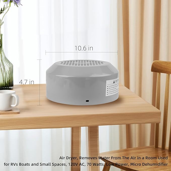 Air Dryer, Removes Water From The Air in a Room Used for RVs Boats and Small Spaces, 120V AC, 70 Watts, Low Power, Micro Dehumidifier - Image 2