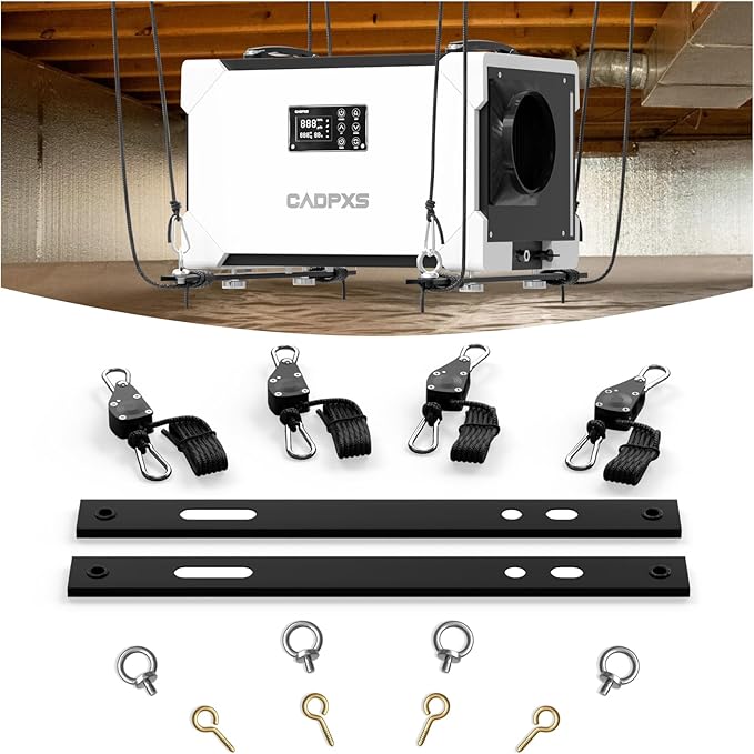 Hanging Kits for Crawl Space & Basement Dehumidifiers, Easy to Raise and Lower Dehumidifier, Reduce Dehumidifier Noise and Vibration, Hanging Kit Improves Space Utilization (Easy Install) by CADPXSGLOBALINC