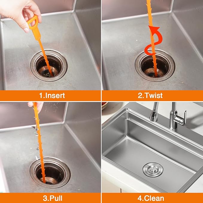 Drain Clog Remover, 25.2inch Flexible Long Pipe Snake Hair Clogs Catcher Cleaner Tool for Toilet, Kitchen Sink, Bathroom Tub, Sewer Drain - Image 5