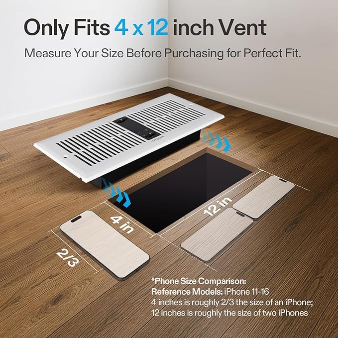VIVOSUN Quiet Register Booster Fan for "  " Holes, Cooling Heating Vent Fan with 10-Speeds App Control &Adjustable Wind Direction, Thermostat Control for Bedroom, Bathroom &Attic, White - Image 2
