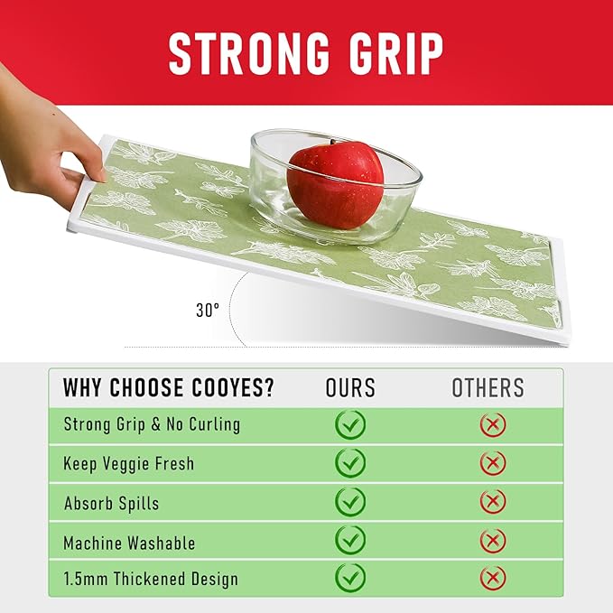 Cooyes Large Refrigerator Liners for Shelves, 12 Pack, 17.7" × 36", Fridge Drawer & Shelf Liners for Kitchen Cabinets Non-Adhesive, Breathable Cloth Material, Keep Produce Fresh Longer, Sage Green - Image 6