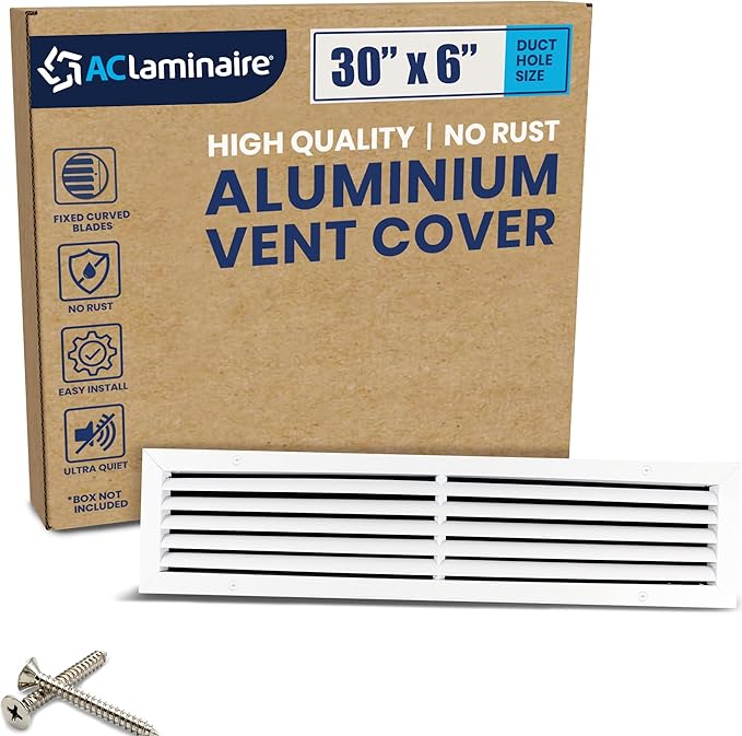 30x6 Inch (Duct Opening) Air Return Vent Cover Decorative – Premium Aluminum AC Vent Cover for Ceiling & Wall, Rustproof Grille, Ideal for Home HVAC Grille, Durable & Easy to Install by ACLAMINAIRE by LAMINAIRE