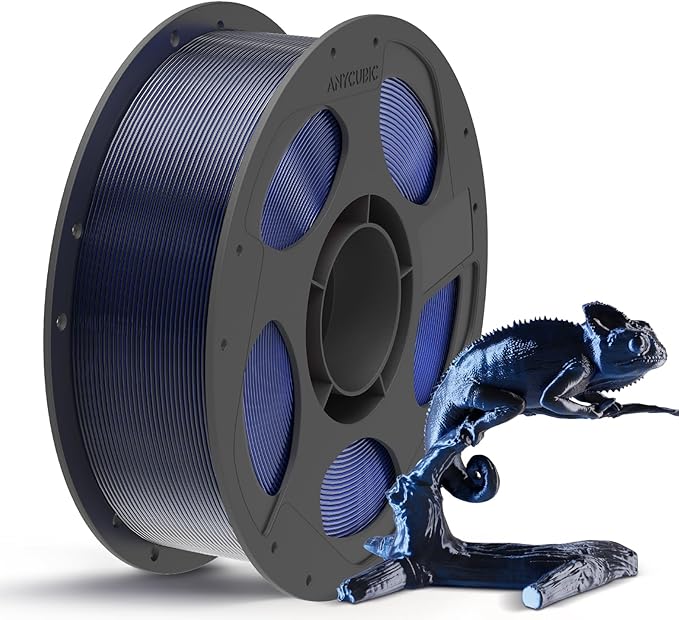 ANYCUBIC Silk Dual Color Pla Filament, 2-in-1 Chrome Coextrusion Color Change 3D Printer Filament 1.75mm Dimensional Accuracy +/- 0.02mm, Silk Texture, 1KG Reusable Spool (2.2 lbs), Black Blue by ANYCUBIC