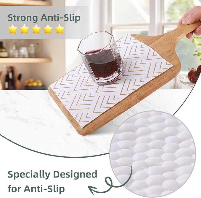 Shelf Liner for Kitchen Cabinets 12in x 10FT Non Adhesive Drawer Liner Non-Slip Thickened Shelf Liner Paper Strong Easy to Clean for Tool Box Refrigerator with Knife and Tape Measure, Gold Arrow - Image 2
