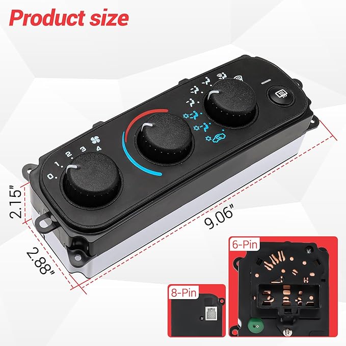 599-149 HVAC Climate Control Module Compatible with 2001-2006 Chrysler Sebring and 2001-2006 Dodge Stratus AC Heater Control Panel Switch, 599149 Air Conditioning Temperature Control Head Unit - Image 2