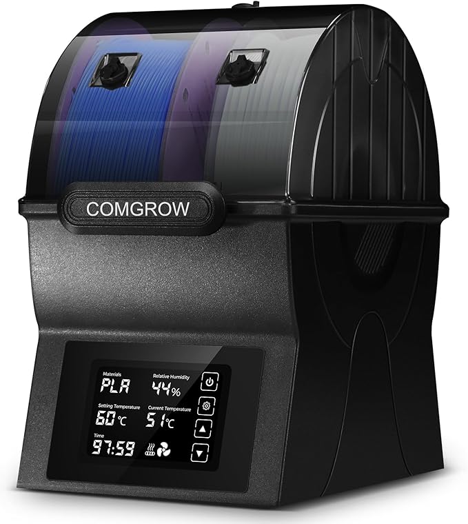 Comgrow Filament Dryer Box, SH02 Filament Dehydrator with PTC Fast Heater and Touch Screen, 3D Printer Filament Sealed Storage Box with 2 Spools Holder Compatible with PLA PETG TPU ABS 1.75/2.85mm by Comgrow