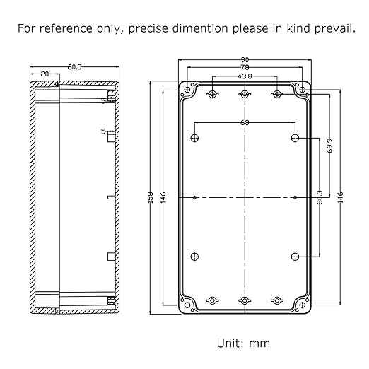 Waterproof Plastic Project Box IP65 ABS Electronic Junction Box Enclosure 6.2 x 3.54 x 2.3 inch 158 x 90 x 60 mm (Gray White) - Image 5