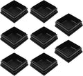 8 Pack 2" Square Plastic Plugs, Black Tubing End Caps Plugs Insert for Square Tube and Furniture Legs by Bonsicoky