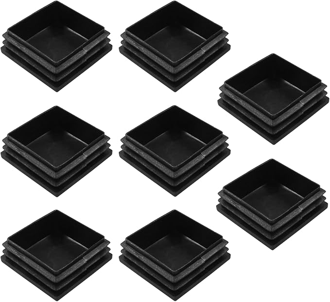 8 Pack 2" Square Plastic Plugs, Black Tubing End Caps Plugs Insert for Square Tube and Furniture Legs by Bonsicoky