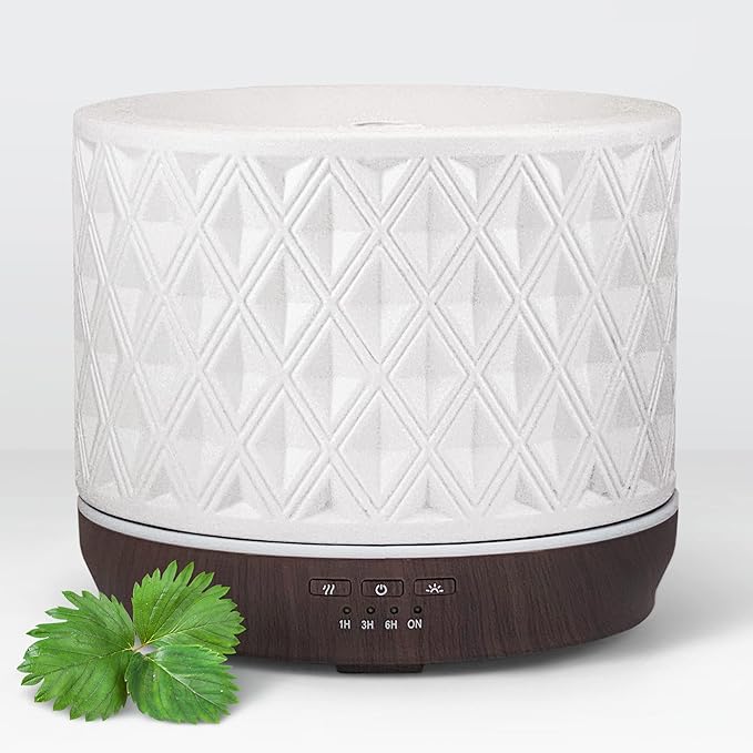 Earnest Living Essential Oil Diffusers for Essential Oils Large Room Diffuser White Ceramic Diffuser 500ml Aromatherapy Diffuser with 4 Timers 7 Night Lights and Auto Off Function for Home Gift by EarnestLiving