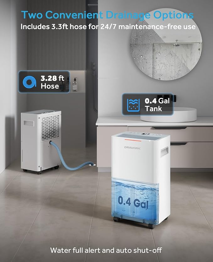 21 Pints Dehumidifier for Basement, 1500 Sq. Ft Dehumidifiers for Home with Drain Hose, Quiet Smart Humidity Control for Bedroom Bathroom with Auto Shut Off, 24H Timer - Image 3