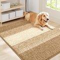 Smiry Dog Door Mat for Muddy Paws, Absorbs Moisture and Dirt, Low-Profile Entryway Mat with Non-Slip Backing, Entry Indoor Outdoor Doormat for Inside Floor (40x32 Inches, Camel, Striped) by Smiry