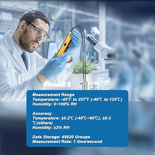Tzone Temperature and Humidity Data Logger USB with Probe,Dual Channel Temp Humidity Recorder with Data Report, Digital Industrial Thermometer Recording Handheld RH Logger for Greenhouse Freezer Lab - Image 4