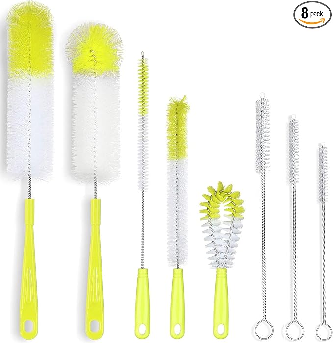 ALINK 8-Pack Bottle Cleaning Brush Set - Long Bottle Cleaner for Washing Beer/Wine Narrow Neck Bottles, Hummingbird Feeder, Sport Well, Plus Kettle Cleaner, Straw Brush by ALINK