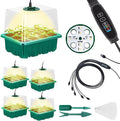 Seed Starter Tray 5 Packs Seedling Starter Trays with Grow Light 8 LEDs, Timer, Dimmable, Seed Starting Trays Kit with Humidity Dome (60 Cells) Indoor Gardening Plant Germination Tray by CANNABMALL