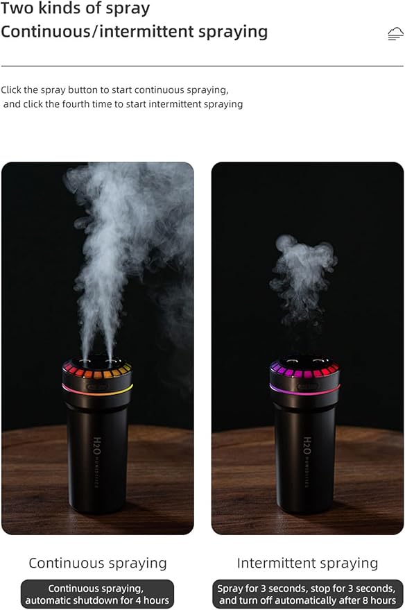 Mini Humidifier Car Diffuser Music Humidifier with Sound Sensor, Dynamic Colorful Light & Mist Adjustment, 300ml Capacity, Cool Mist, USB Powered. Perfect for Bedroom, Office & Car - Image 2