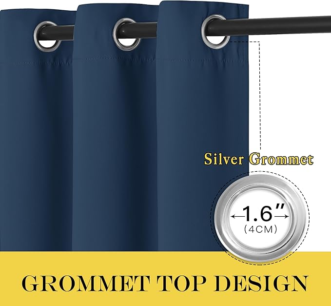 NICETOWN Blackout Curtain Drape for Bedroom - Light Reducing Thermal Insulated Solid Grommet Room Darkening Window Curtain 90 inches Long for Living Room (Moroccan Blue, 1 Piece, W66 x L90) - Image 3