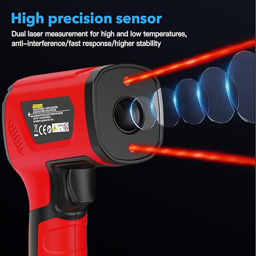 -40℉~2912℉ MESTEK Infrared Thermometer High Temperature Gun,50:1 Dual Laser Thermometer/K-Probe 14°F - 932°F, Digital Laser IR Temp Gun for Cooking,Pizza Oven, Engine, Kiln, Forging, Industrial Use ﻿ - Image 6